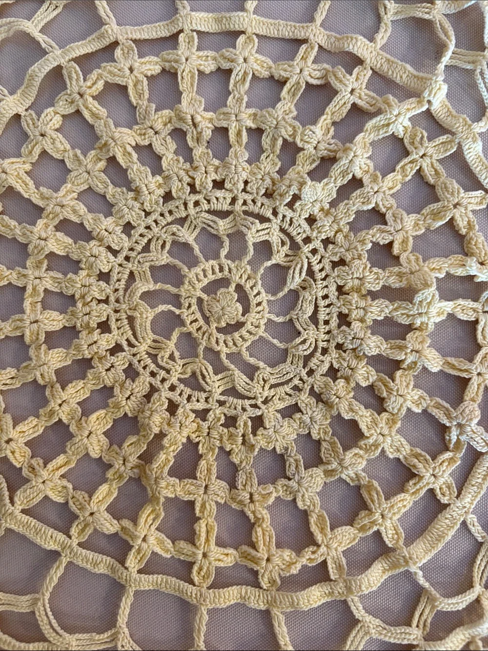 Vintage Yellow Crochet Doily